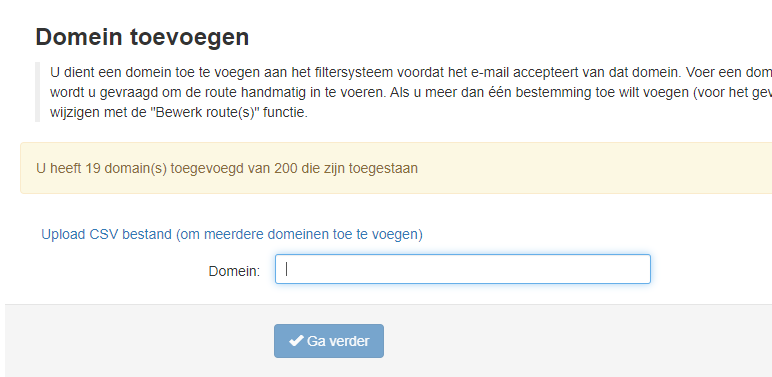 SpamExperts domeinnaam toevoegen